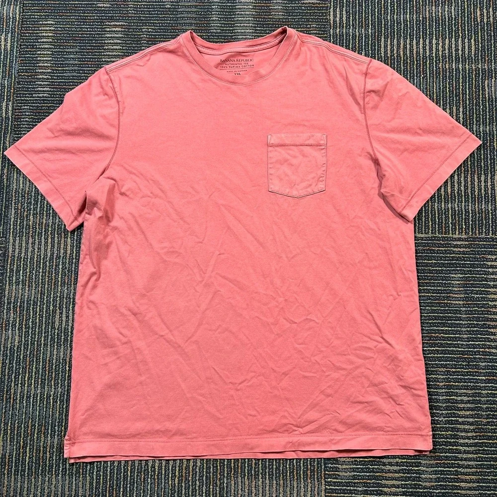 Banana Republic Authentic Tee XXL Tall 2XLT Pink Supima Cotton Pocket T-Shirt